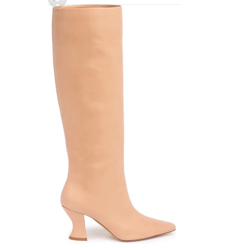 BOTTEGA VENETA Calf Leather Pull On Almond Toe Knee High Cloud Boots Cipria - Picture 1 of 12